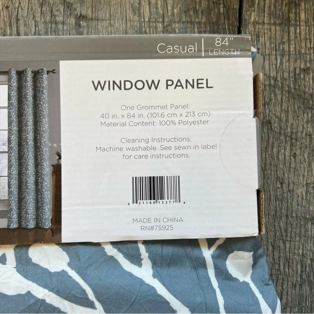 HOME STYLE Branches Grommet Curtain Panel Blue 40 in x 84 in NEW NWT